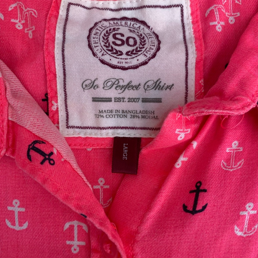 SO perfect shirt Crop Top Anchors Sail  Hot pink Juniors Size L - Picture 3 of 6